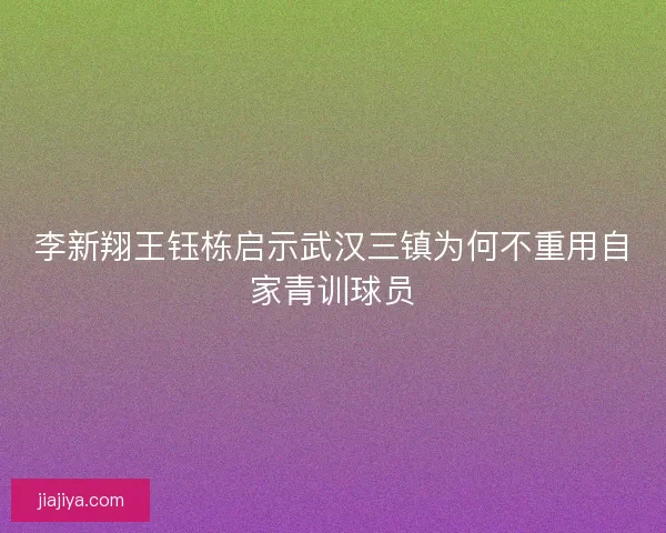 李新翔王钰栋启示武汉三镇为何不重用自家青训球员 李新翔王钰栋启示武汉三镇为何不重用自家青训球员