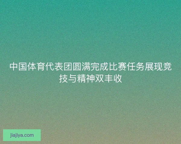 中国体育代表团圆满完成比赛任务展现竞技与精神双丰收