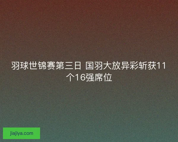 羽球世锦赛第三日 国羽大放异彩斩获11个16强席位